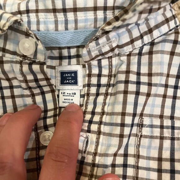 Janie and Jack Plaid Bodysuit - Brown and White - Picture 2 of 2